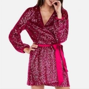 Express Pink Sequin Mini Dress